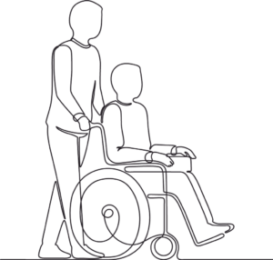 assistent-schiebt-rollstuhl
